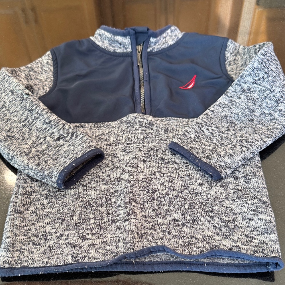 Nautica Navy and Gray Half-Zip Sweater